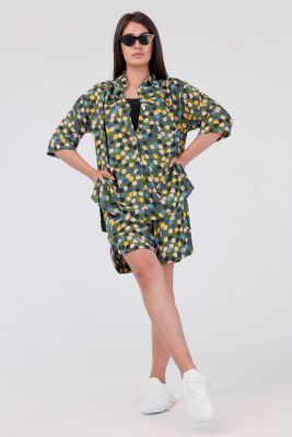 Костюм штапель рубашка + шорты 1252 зеленый